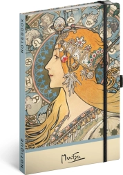 Piezīmju grāmatiņa Alfons Mucha – Zodiaks, punktota, 13 × 21 cm