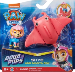 Paw Patrol Aqua Pups figūriņa Skye un rozā jūras ezis ar kustīgām spurām