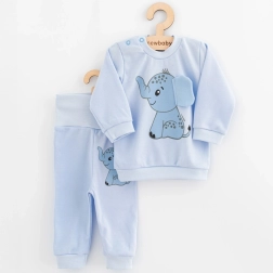Zīdaiņu komplekts krekliņš un bikses New Baby Happy Elephant zilā krāsā 62 (3–6 mēn.)