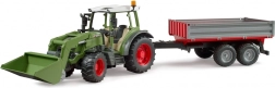 Bruder traktors Fendt Vario 211 ar frontālo iekrāvēju un pašizgāzēju piekabi 1:16