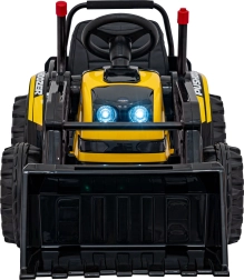 Bērnu elektriskais buldozers ar kausu, 12 V, tālvadība, lēzens starts, FM radio un LED – dzeltens