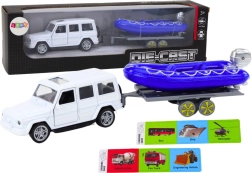 Apvidus auto ar piekabi un motorlaivu