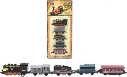 Vilcieniņš ar vagoniem, 5 gab., metāls/plastmasa, 8 cm, ar atvilkšanas mehānismu
