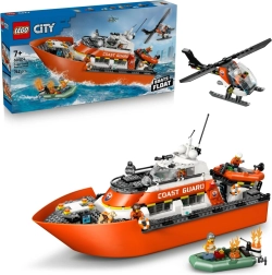 LEGO City piekrastes apsardzes glābšanas laiva un helikopters