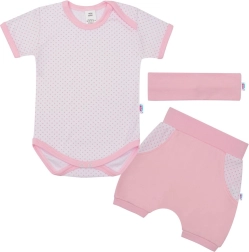 Vasaras kokvilnas 3 daļu komplekts NEW BABY Perfect Summer, gaiši rozā, izm. 92