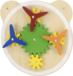 Koka sienas panelis ar zobratiem un vējdzirnaviņām VIGA, FSC, Montessori