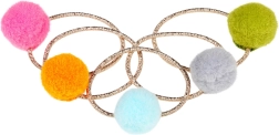 Matu gumijas ar krāsainām bumbiņām – 5 gab.