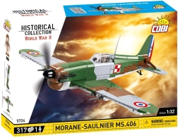 COBI morane-saulnier ms.406 – vēsturiskās lidmašīnas konstruktors 1:32 (317 detaļas)
