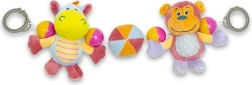 Plush stroller rattle BABY MIX – little hippo and monkey