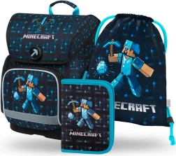 Skolas komplekts BAAGL ERGO MINECRAFT Blue Axe – aktovka, penālis un maiss