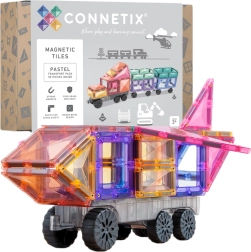 Connetix Pastel Transport Pack magnētiskā konstruktora komplekts 50 detaļas