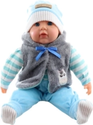 Liela lelle – zīdainis puika 55 cm svītrainā apģērbā