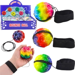 Treniņu bumbiņa ar gumiju un siksniņu – refleksu un koordinācijas treniņiem 6,5 cm