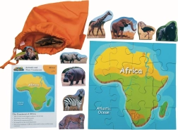Wooden Puzzle Africa and Its Animals