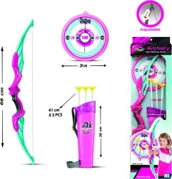 Rozā bērnu loka šaušanas komplekts ar piederumiem