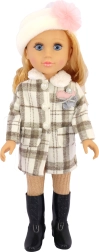 Leļļa ar skaņu 48 cm ar mētelīti un cepuri