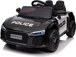 Bērnu policijas elektromobilis AUDI R8 ar bateriju un tālvadību, EVA riteņiem, vienmērīgu startu, MP3 un LED