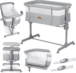 Nukido bedside crib with mattress, grey