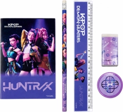 Piecu daļu skolas rakstāmpiederumu komplekts KPop Demon Hunters Huntrix – violets