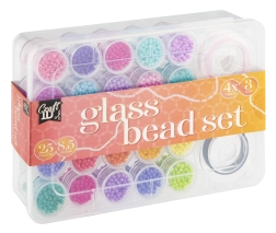 Liela stikla pērlīšu komplekts – 25 krāsas
