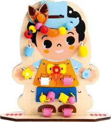 Bino jautrā pārģērbšanās – koka diedzējamā spēle bērniem