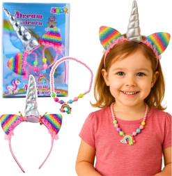 Bērnu komplekts vienradzis Dream Unicorn – stīpiņa ar ragu un krāsaina kaklarota