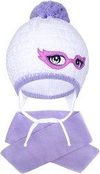Ziemas pīta bērnu cepure ar šalli New Baby, violeta, 3–4 gadi