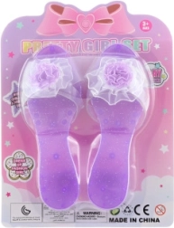 Violetas plastmasas kurpes ar zieda rotājumu – 1 gab.