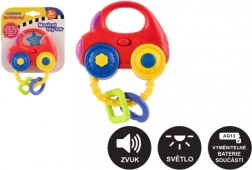 Grabulis auto formā ar gaismu un skaņu, plastmasa, 10 × 11 cm, uz baterijām, 3m+