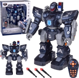 Ar pulti vadāms policijas robots ar tālvadības pulti – staigā, dejo, šauj un spīd – 1 gab.