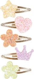 Hair Clips for Children Carolina - Gold with Decorations, 5 pcs