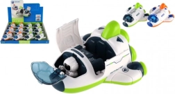 Plastmasas kosmosa kosmoplāns ar astronautu ar inerces piedziņu