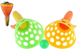 Plastmasas spēle Catch Ball – komplekts ar 2 groziņiem un 3 bumbiņām, 19 cm tīklā
