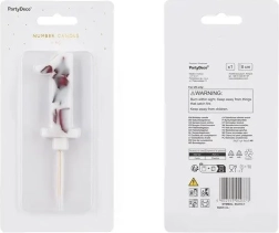 Number 1 cake candle with white flower, 8 cm