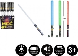 Gaismas zobens ar skaņu un gaismu, 73 cm, plastmasa, 3× AAA, 3 krāsas