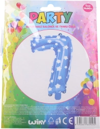 Piepūšamais balons cipara 7 formā – zils ar zvaigznītēm (74 × 50 cm)