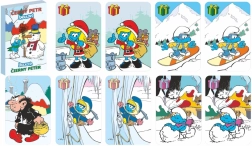 Melnā Pētera Smurfi – ziemas kāršu spēle papīra kastītē 6 × 9 cm