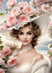 Diamond Painting – Girl in a Floral Hat 30 × 40 cm