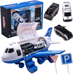 WOOPIE police airplane–transporter XL with 3 cars and traffic signs