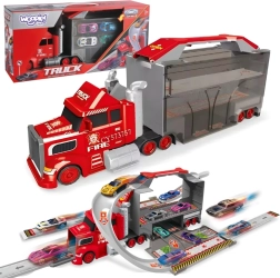 Woopie ugunsdzēsēju kravas auto ar garāžu un sacīkšu trasi