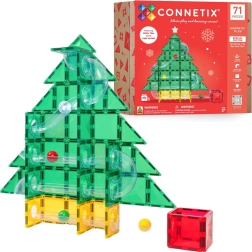 Connetix Ziemassvētku izdevums Christmas Tree Ball Run – magnētiskais konstruktors, 71 detaļa