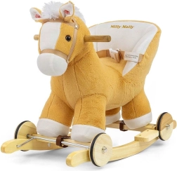 Rocking horse with melody and wheels Milly Mally Polly light brown