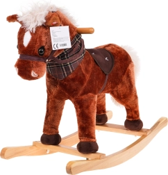 Rocking unicorn for children 24m+ with wooden handles and sounds – Brown