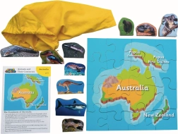 Wooden Puzzle Australia and its Animals 16 Pieces and 10 Animals