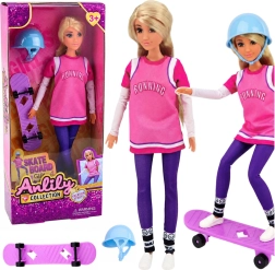 Anlily Skateboarder – doll with a purple skateboard and helmet, 30 cm