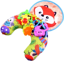 Stabilizējošs spilventiņš zīdaiņiem ar grabulīšiem un čabošu paliktni – Lapsa