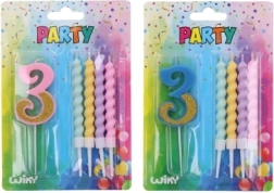 Ballīšu svece numurs 3 ar papildu svecītēm