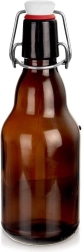 Stikla pudele ar klipsi 340 ml no tumša stikla