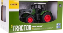 Zaļš traktors ar frontālo iekrāvēju 1:24