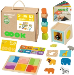 Montessori Play Box 7v1 koka izglītojošais komplekts bērniem 31–36 mēneši fsc